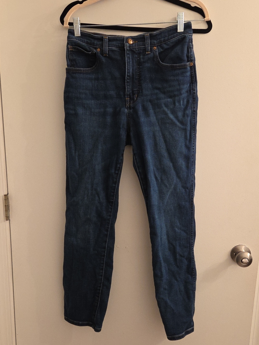 Madewell Dark Wash Pencil Jean In Super Stretch Denim